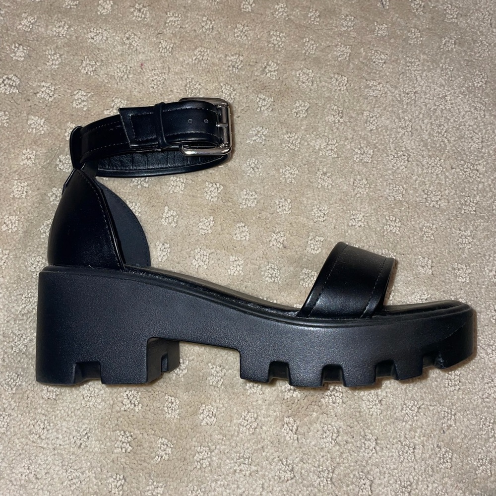 Chunky black strap sandals
